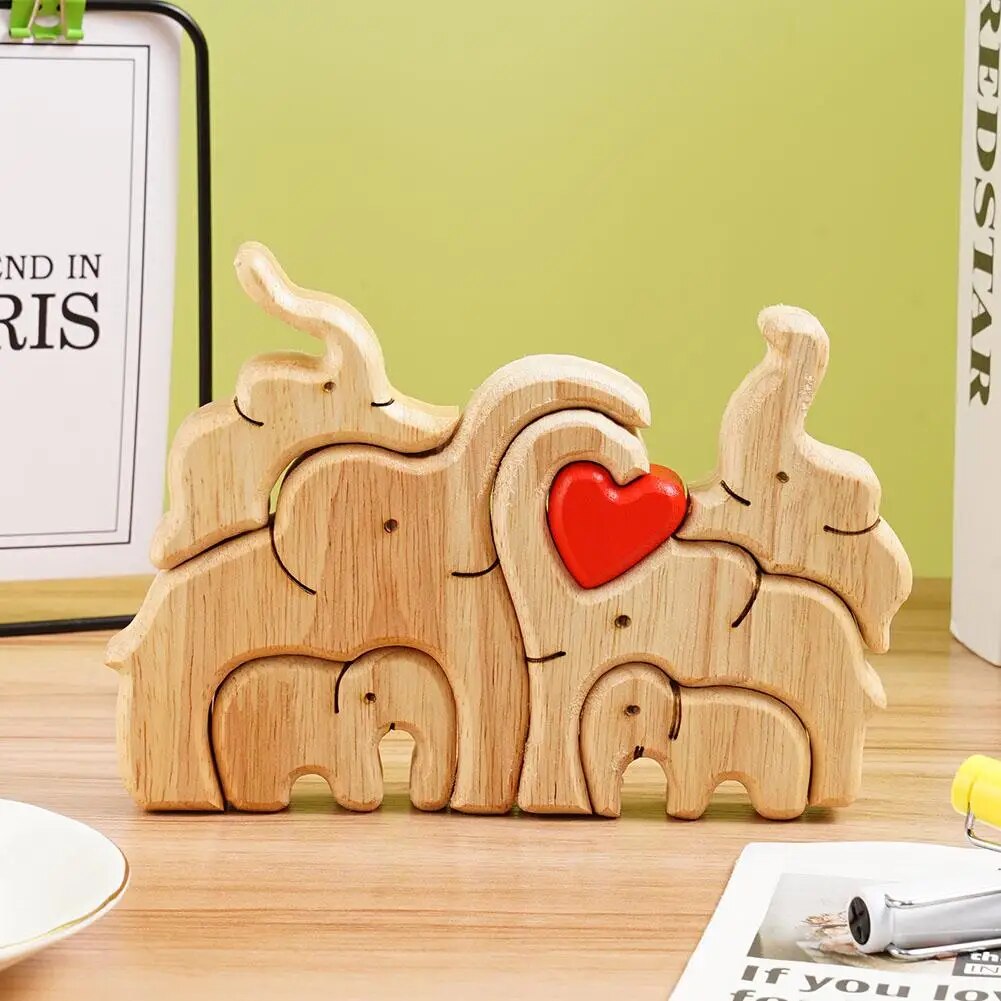 Wooden Elephant Family Love - Personalized Keepsake
