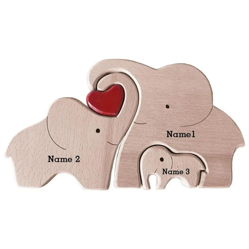 Wooden Elephant Family Love - Personalized Keepsake