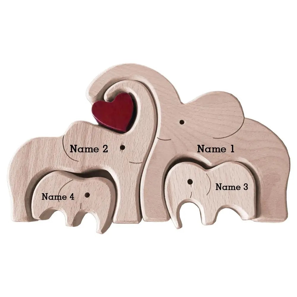 Wooden Elephant Family Love - Personalized Keepsake