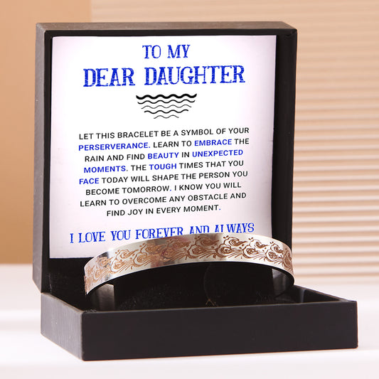 To My Daughter "Embrace The Rain' - Engraved Bracelet Gift Set