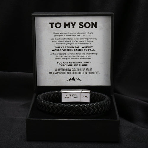Strength Within - Son's Personalized Leather Bracelet
