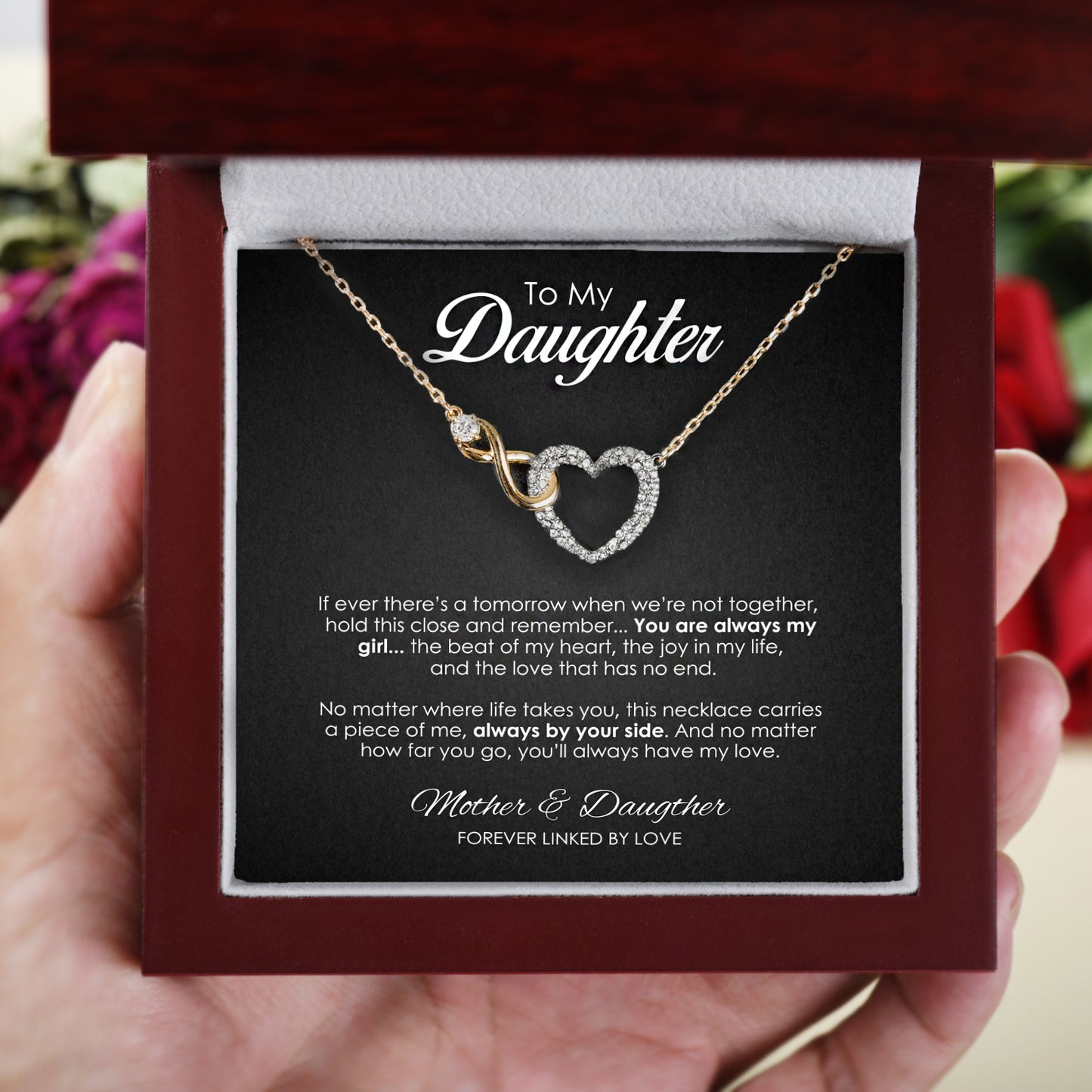 To My Daughter - Forever Linked - Heart Infinity Necklace