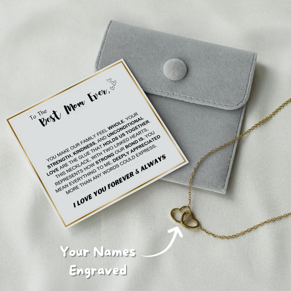 "To The Best Mom Ever" Interlocking Hearts Necklace