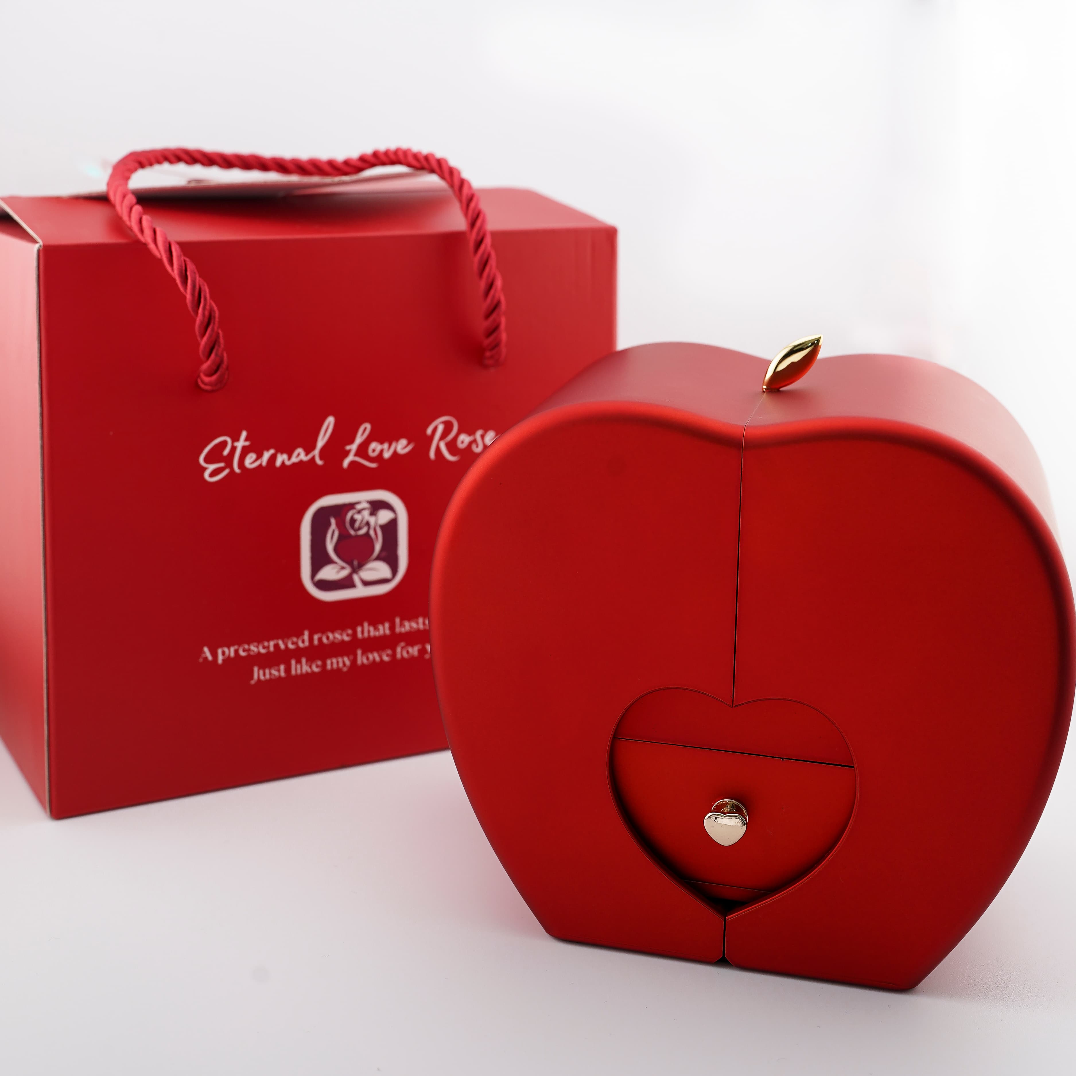 4-Blättrige Kleeblatt-Halskette „Glücksbringer“ mit Geschenkbox Ewige Rose