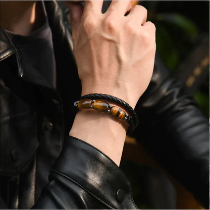 To My Son - Tiger's Eye Protection Leather Bracelet