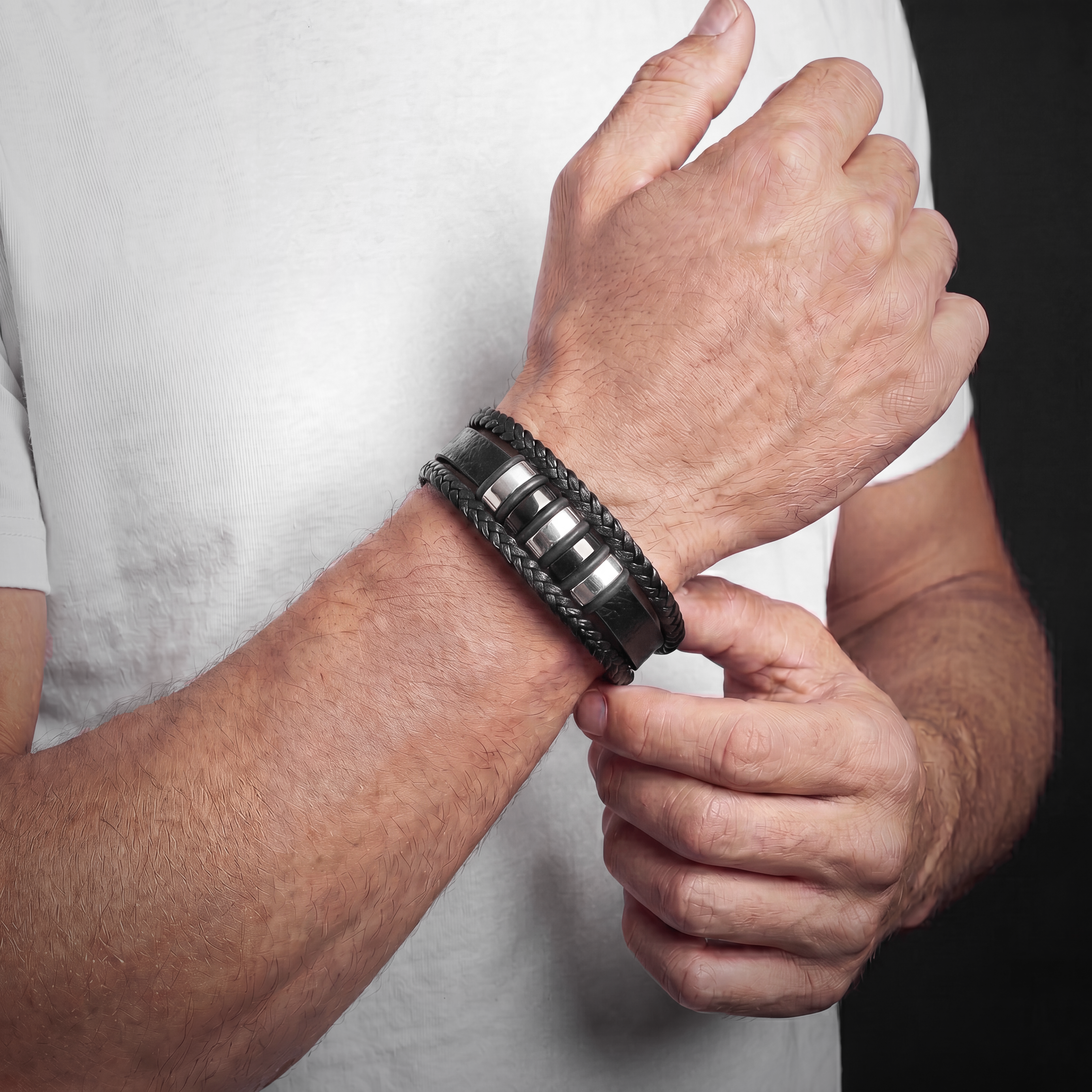 Personalized Son's Braided Bracelet with Engraved Name