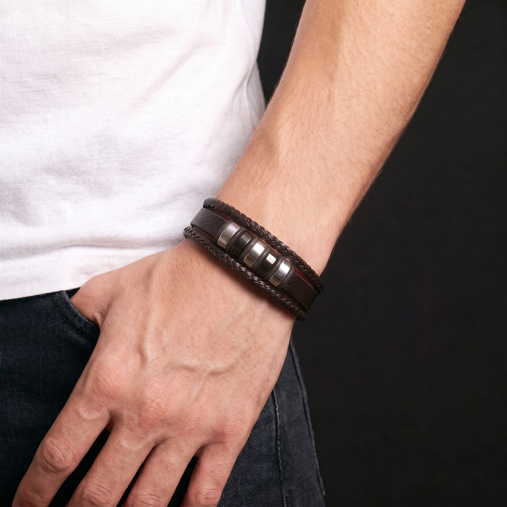Personalized Son's Braided Bracelet with Engraved Name