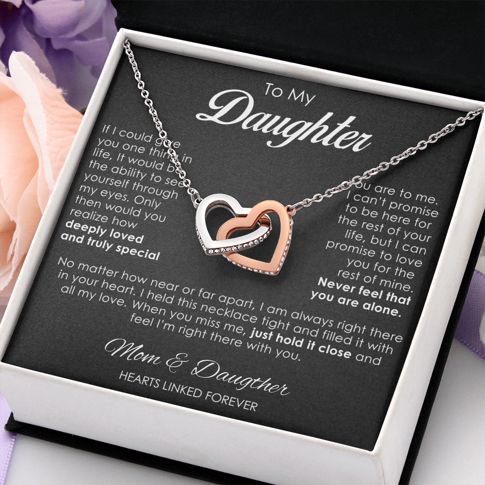 "Never Apart" – Interlocking Hearts Love Necklace for Daughter