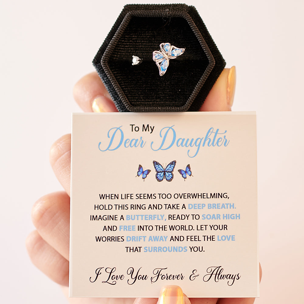 To My Daughter "Let Your Worries Drift Away" - Butterfly Anxiety Ring Set