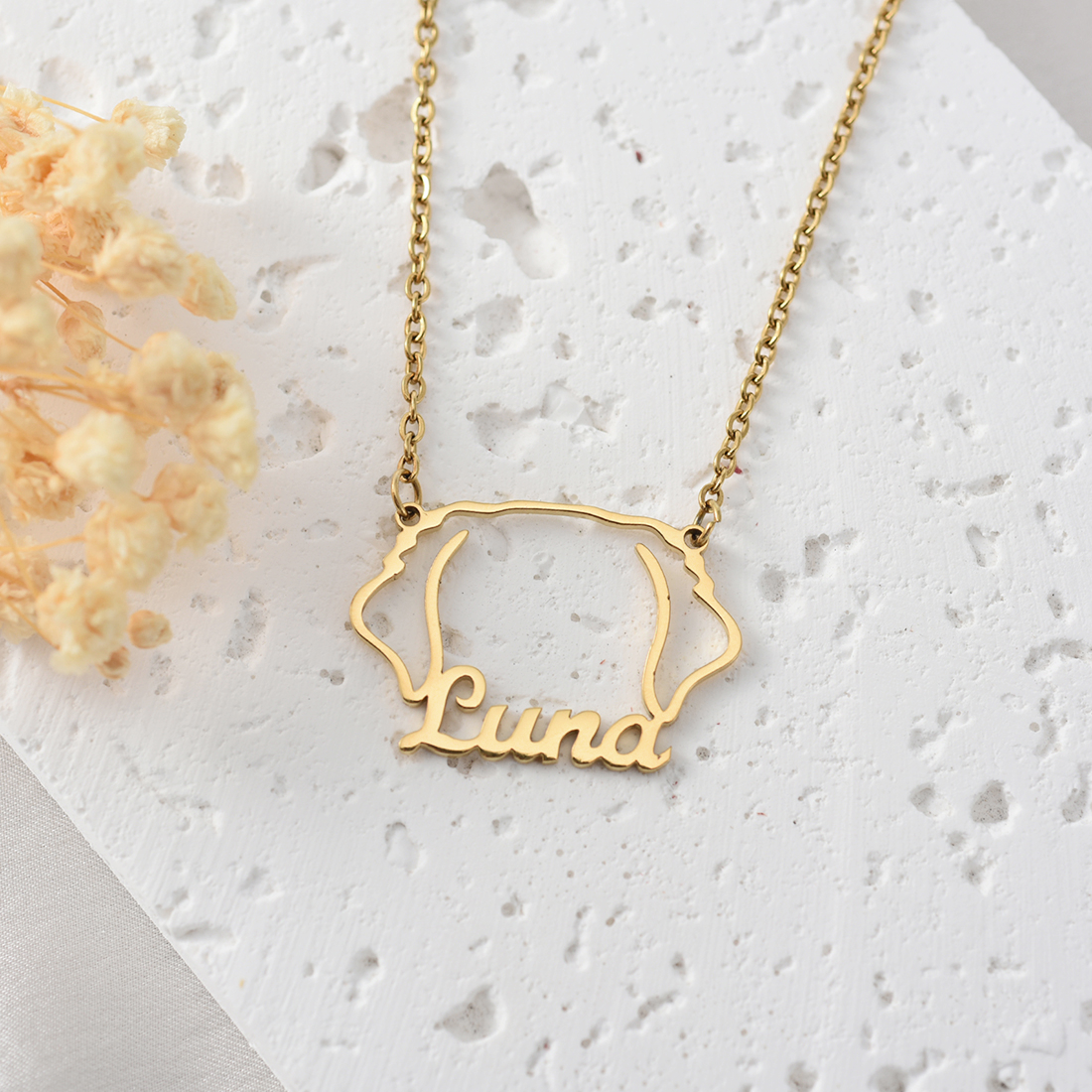 Siempre en mi corazón - Collar personalizado con silueta de raza