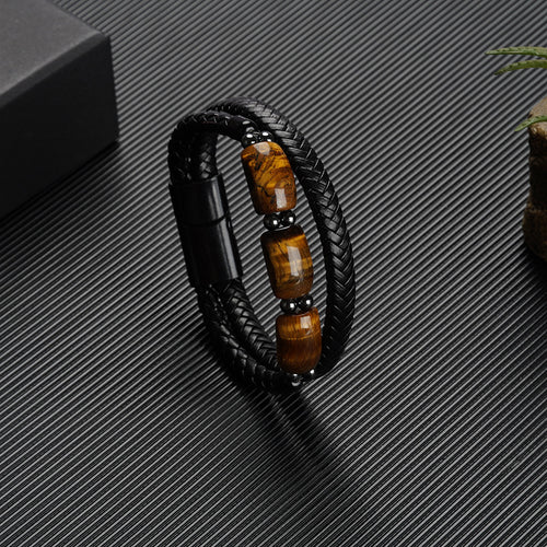 To My Son - Tiger's Eye Protection Leather Bracelet