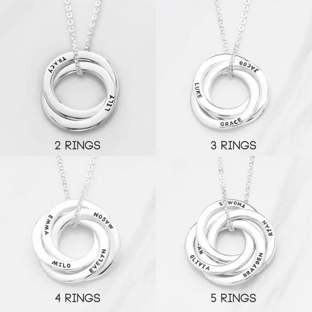 Rings of Love Engraved Necklace with LED Box