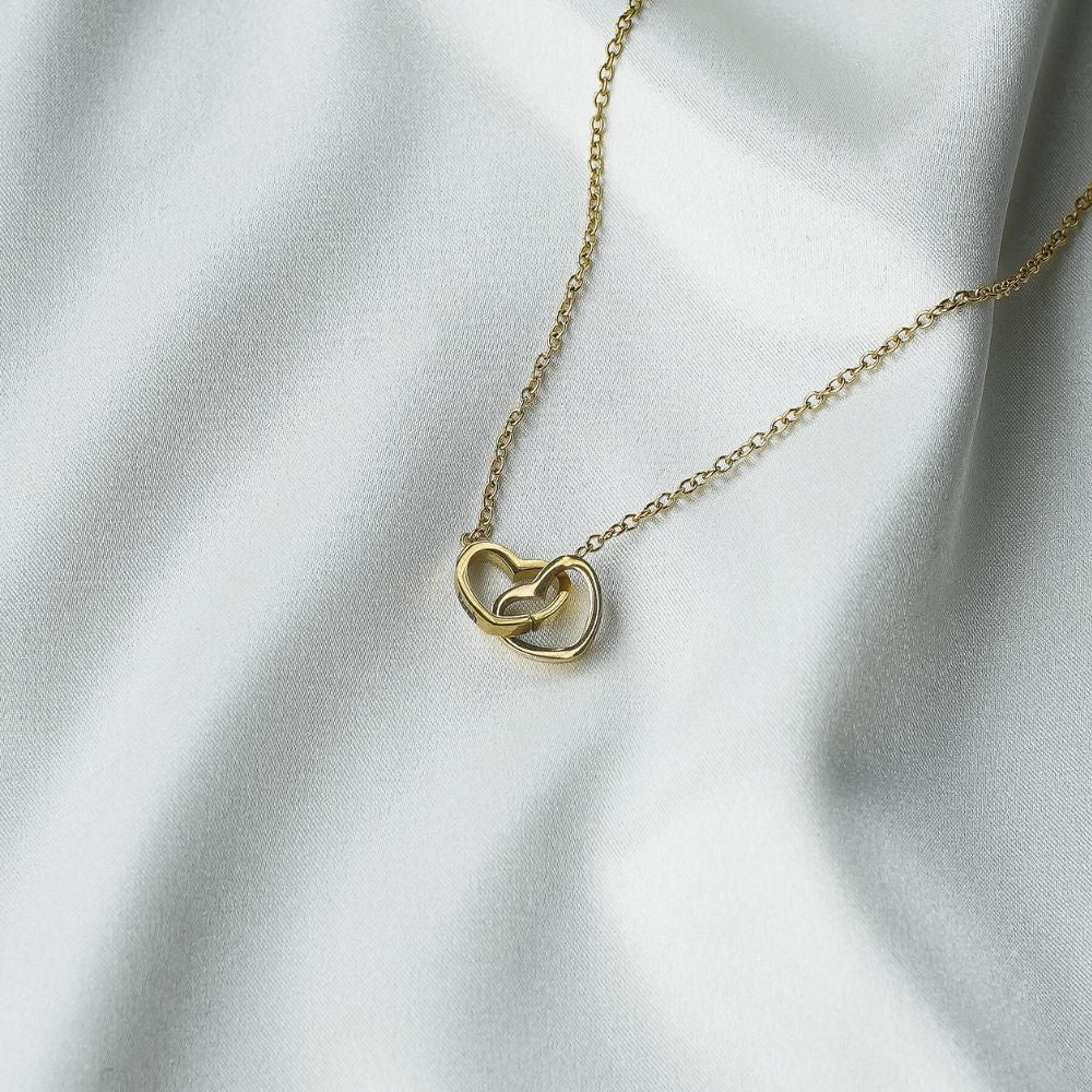 Interlocking Hearts Necklace with White Forever Rose Box