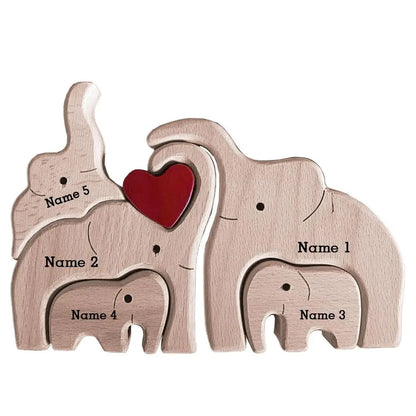 Wooden Elephant Family Love - Personalized Keepsake