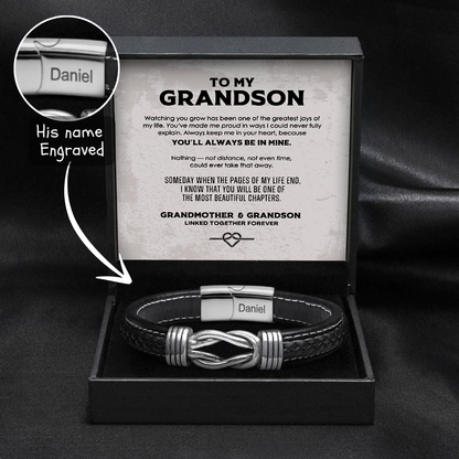 Grandson's Legacy Knot Bracelet Gift Set with Engraved Name