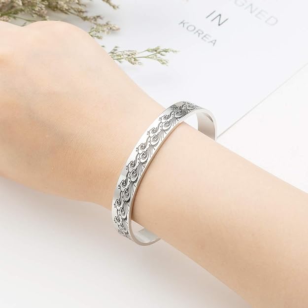 Engraved Wave Bracelet Gift Set