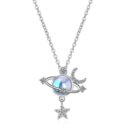 Granddaughter's Starlit Moon Necklace with Luxury LED Box