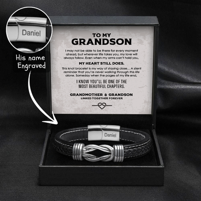 Grandson's Legacy Knot Bracelet Gift Set with Engraved Name