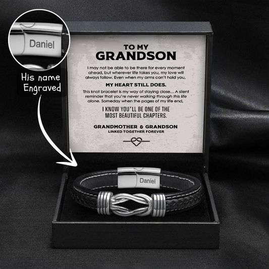 Grandson's Legacy Knot Bracelet Gift Set with Engraved Name