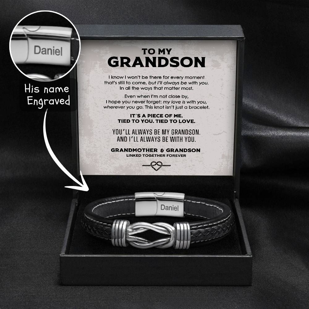 Grandson's Legacy Knot Bracelet Gift Set with Engraved Name