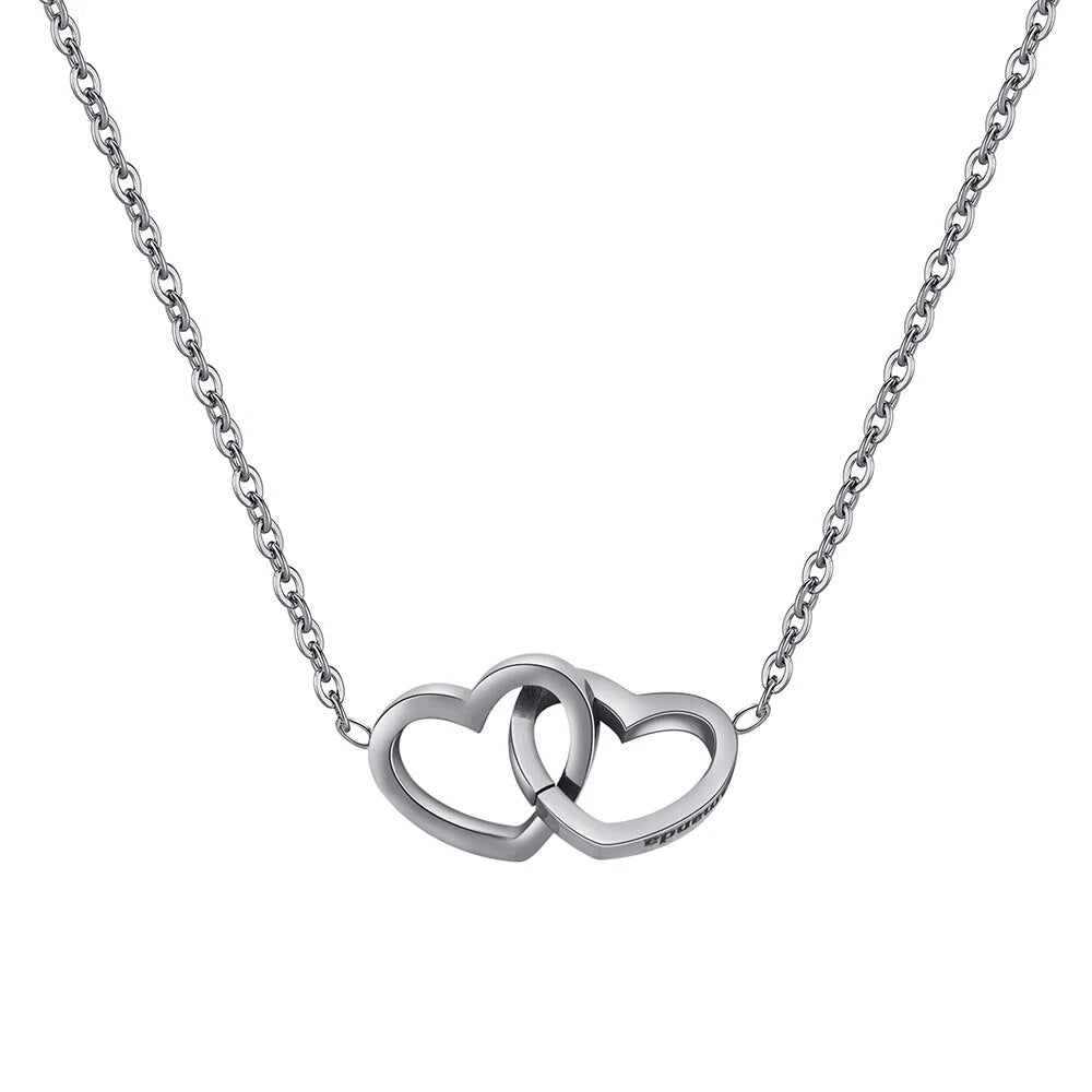 "To The Best Mom Ever Mom"  Interlocking Hearts Engraved Necklace