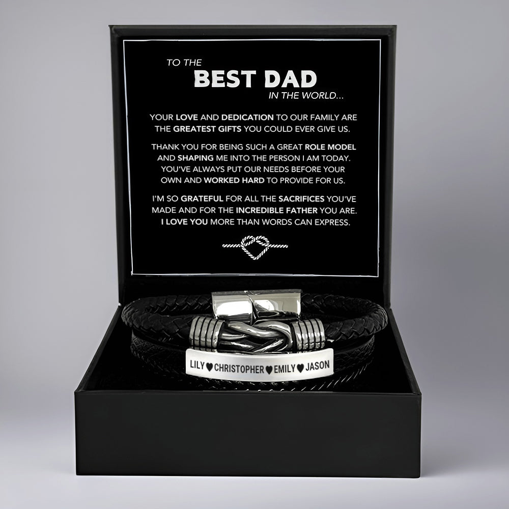 Forever Linked, Engraved Family Names Dad Bracelet