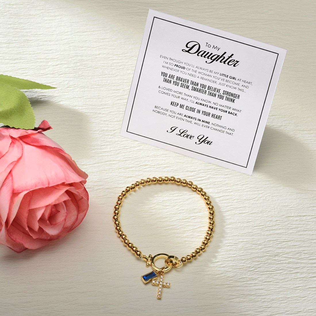 "To My Daughter" - Cross Faith Bracelet