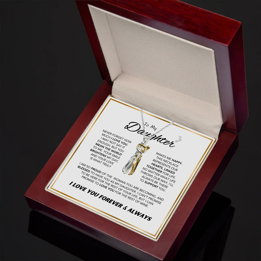 "To Daughter" Everlasting Hug Necklace with LED Gift Box