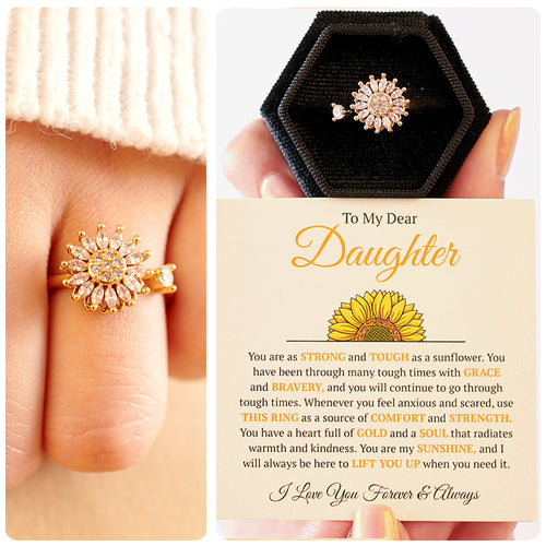 To My Daughter "You Are My Sunshine" - Sunflower Ring Set
