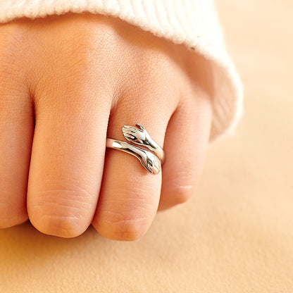 Mother and Daughter - Wearable Hug Ring Set (925 Sterling Silver)