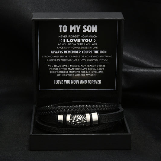 "My Pride In You" Personalized Lion Bracelet for Son