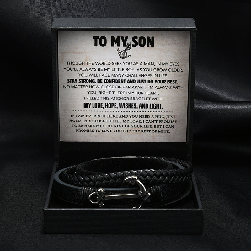 Son's Anchor of Strength Bracelet with Engraved Name