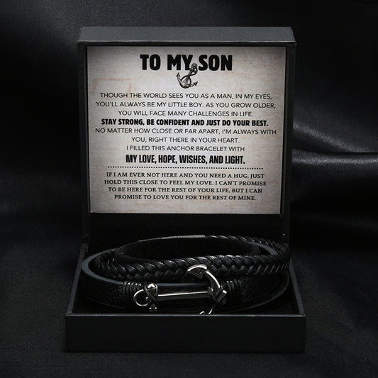 Son's Anchor of Strength Bracelet with Engraved Name