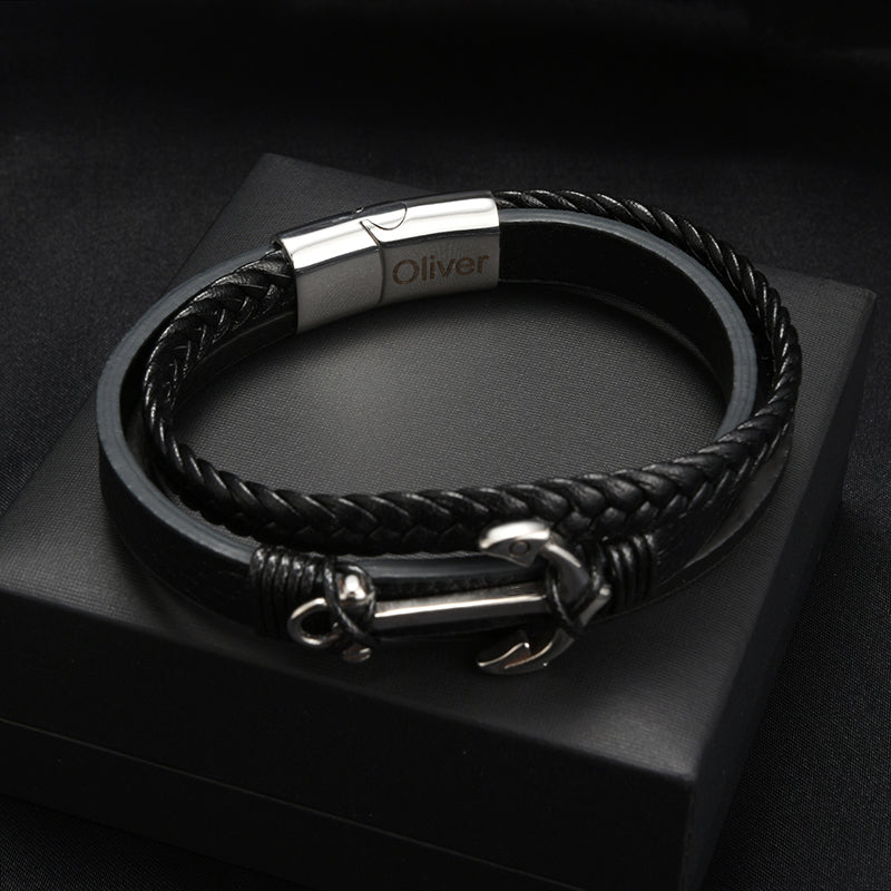 Son's Anchor of Strength Bracelet with Engraved Name