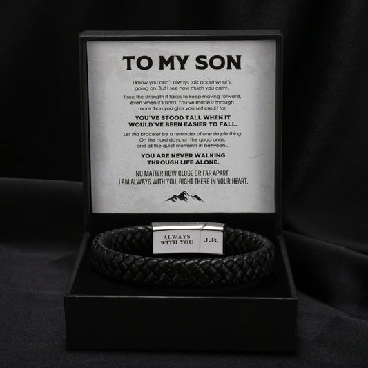 Strength Within - Son's Personalized Leather Bracelet