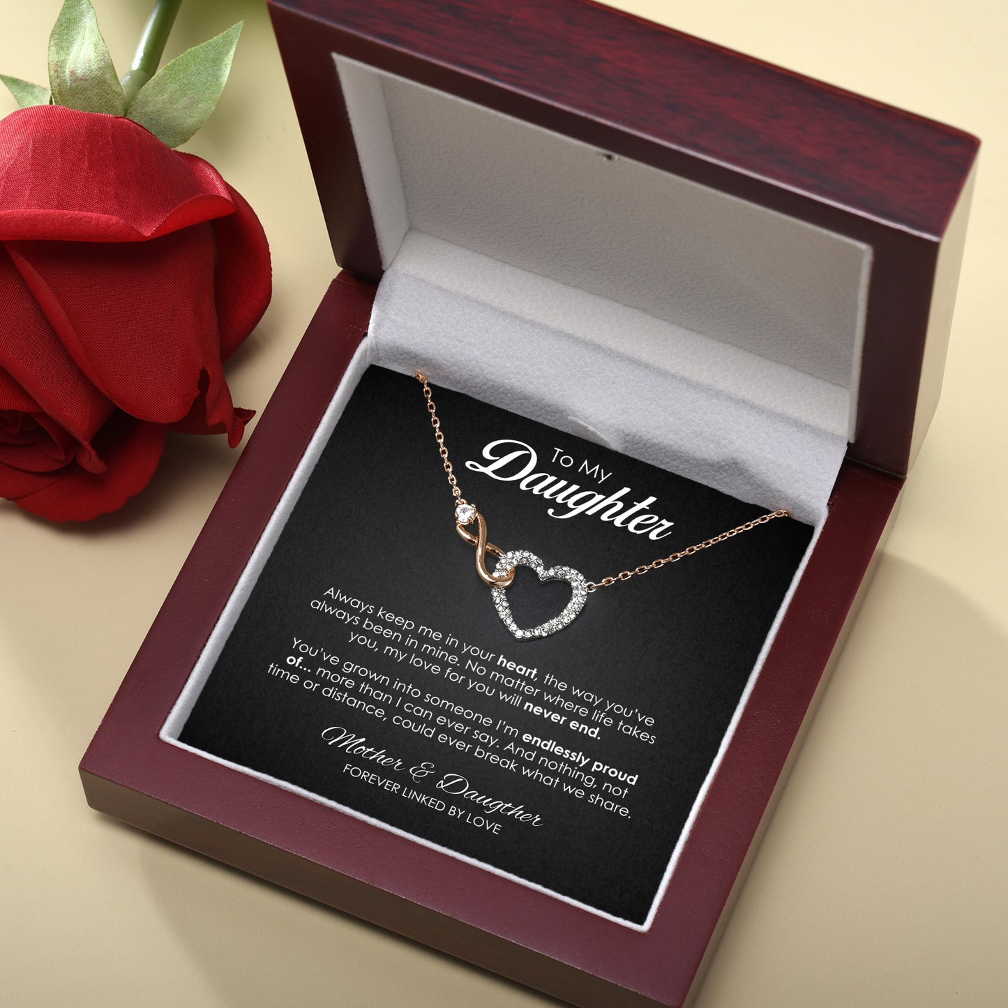 To My Daughter - Forever Linked - Heart Infinity Necklace