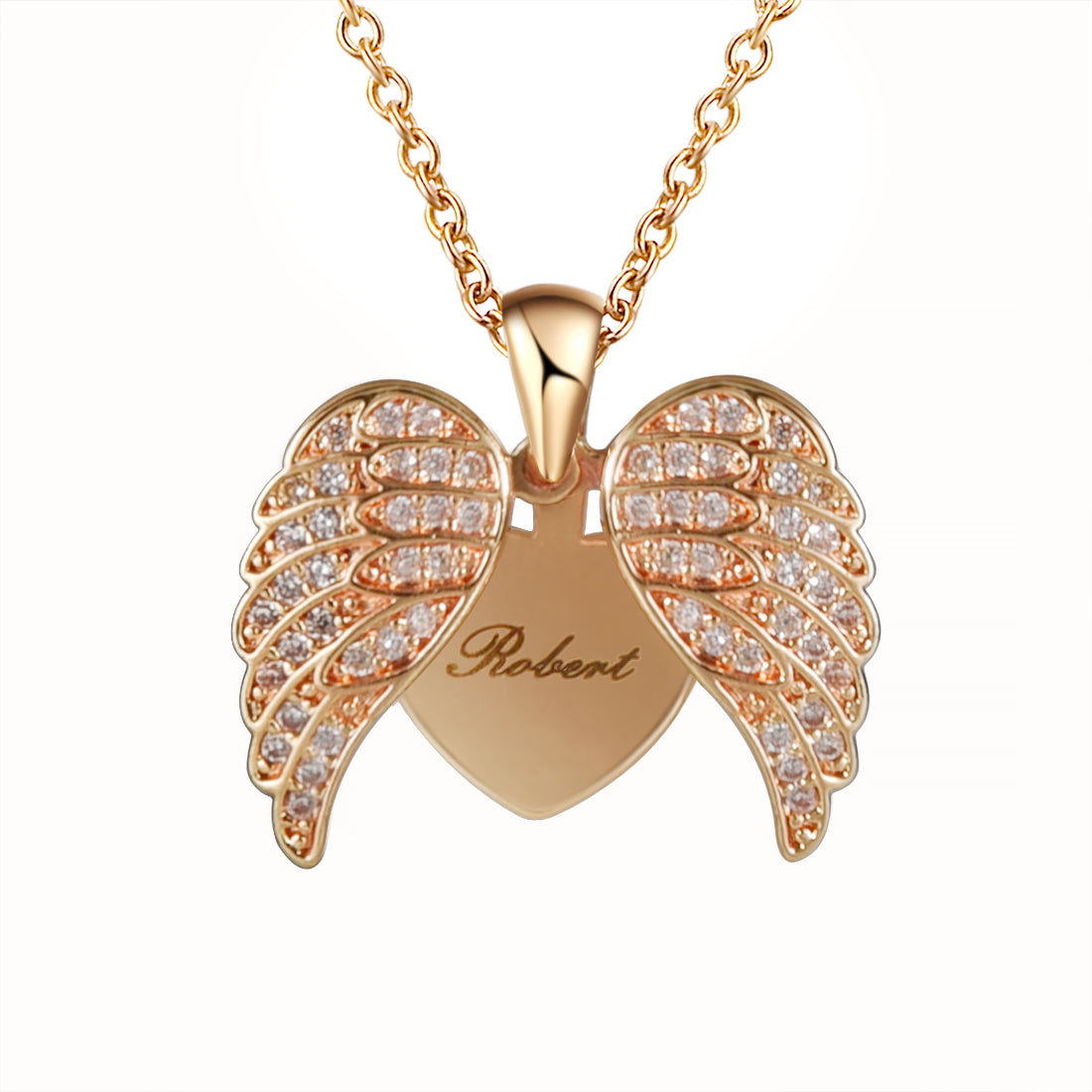 Name-Engraved Heart with Angel Wings Gift Set