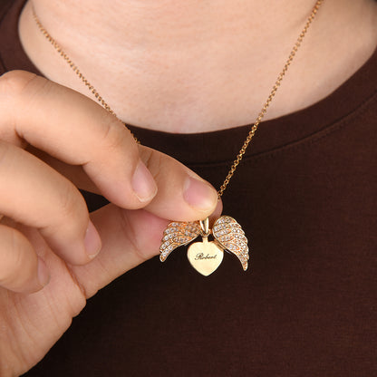 Eternal Love - Name-Engraved Heart with Angel Wings