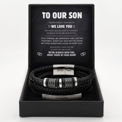 "Forever Connected" Son's Customized Bracelet Gift Set