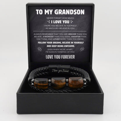 Grandson's Strength & Support Tiger Eye Bracelet