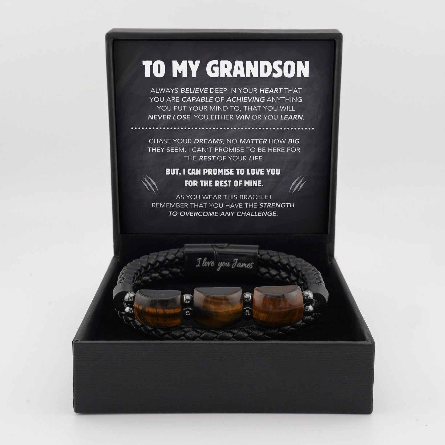 Grandson's Strength & Support Tiger Eye Bracelet