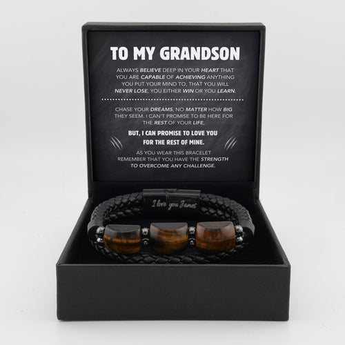 Grandson's Strength & Support Tiger Eye Bracelet