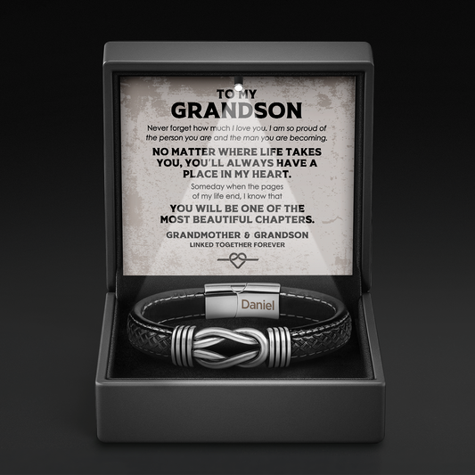 Grandson's Legacy Knot Armbänder Geschenkset mit eingraviertem Namen
