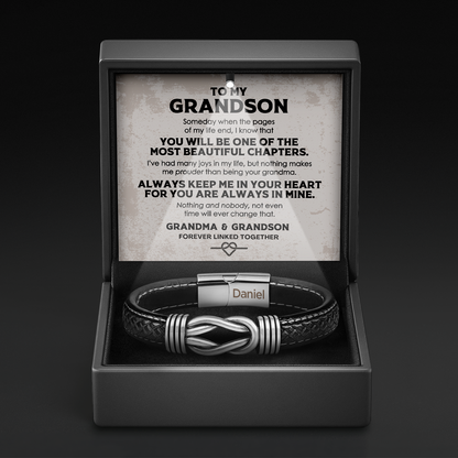 Grandson's Legacy Knot Bracelet Gift Set with Engraved Name