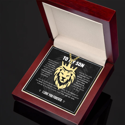 "To My Son" Brave Lion Necklace Gift Set