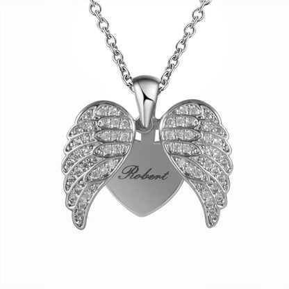 Name-Engraved Heart with Angel Wings Gift Set