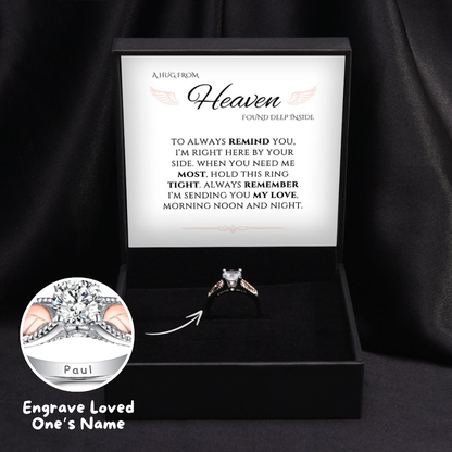 Engraved Angel Wing Ring Gift Set