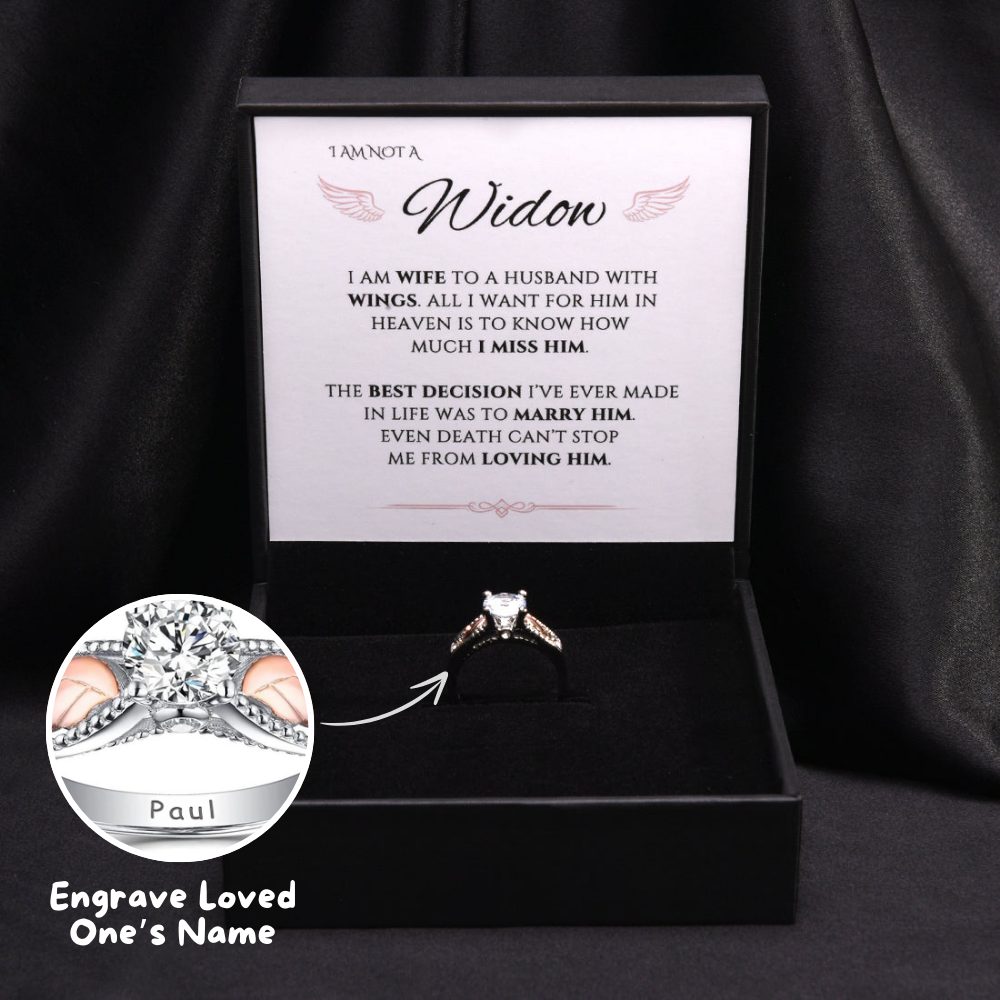 Engraved Angel Wing Ring Gift Set