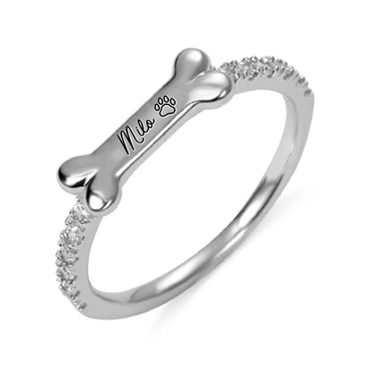 Engraved Dog Bone Ring Gift Set