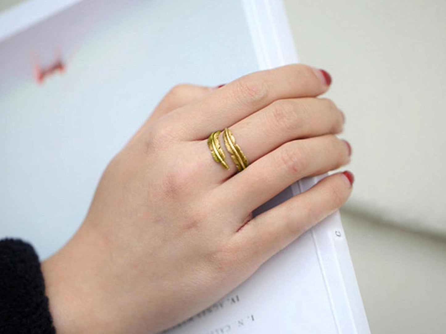 Engraved Angel Feather Ring Gift Set